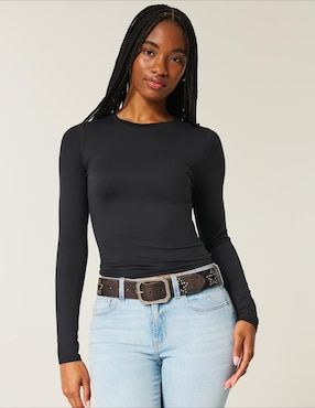Playera manga larga Hollister cuello redondo para mujer