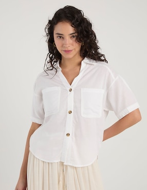 Blusa camisera Coffee Bean manga al codo para mujer