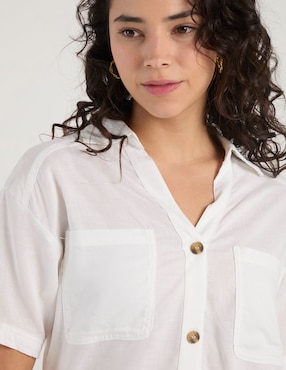 Blusa camisera Coffee Bean manga al codo para mujer
