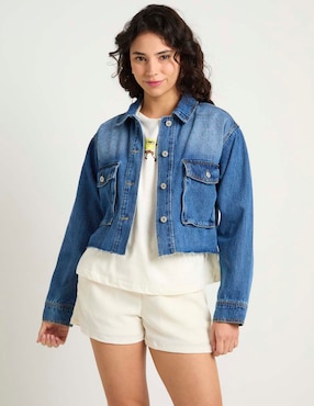 Chamarra denim Coffee Bean de mezclilla para mujer
