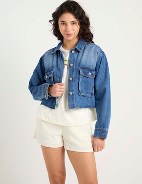 Chamarra denim Coffee Bean de mezclilla para mujer