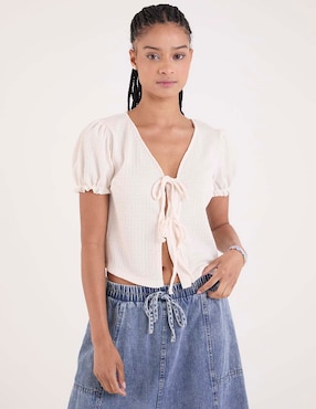 Blusa Coffee Bean manga corta para mujer