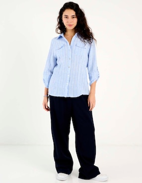 Blusa camisera Coffee Bean manga al codo para mujer