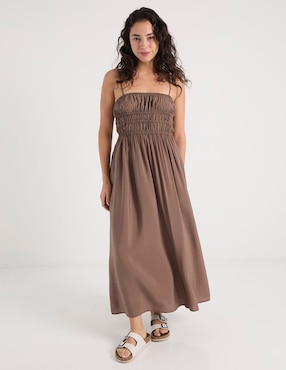 Vestido largo casual Coffee Bean para mujer