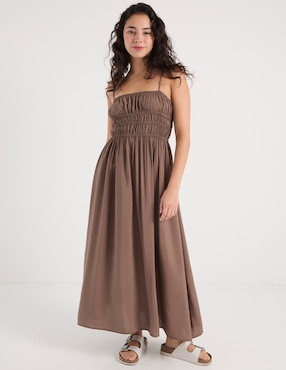 Vestido largo casual Coffee Bean para mujer