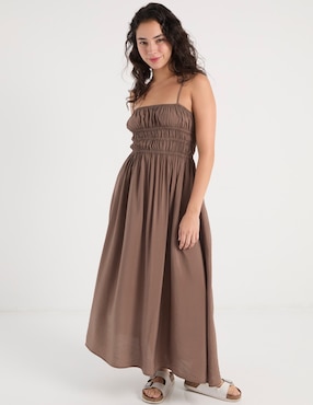 Vestido largo casual Coffee Bean para mujer