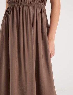Vestido largo casual Coffee Bean para mujer