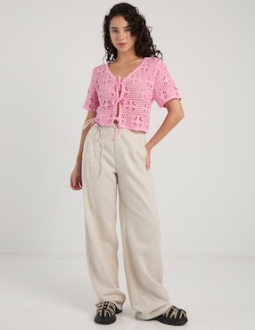 Pantalón relaxed Coffee Bean wide leg para mujer