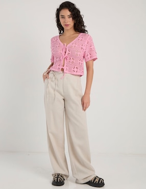 Pantalón relaxed Coffee Bean wide leg para mujer