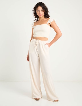 Pantalón relaxed Coffee Bean amplio para mujer
