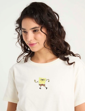 Playera manga corta Tee Bar Bob Esponja cuello redondo para mujer