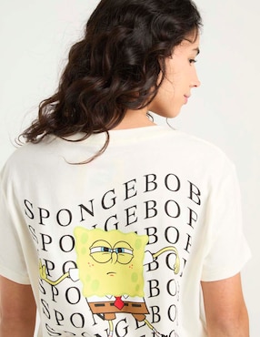 Playera manga corta Tee Bar Bob Esponja cuello redondo para mujer
