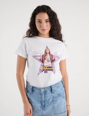 Playera manga corta Hannah Montana cuello redondo para mujer