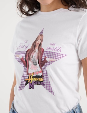 Playera manga corta Hannah Montana cuello redondo para mujer