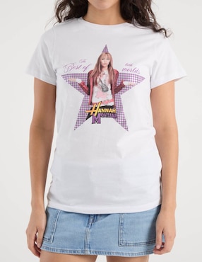Playera manga corta Hannah Montana cuello redondo para mujer