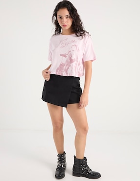 Playera manga corta Hannah Montana cuello redondo para mujer