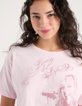 Playera manga corta Hannah Montana cuello redondo para mujer