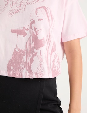 Playera manga corta Hannah Montana cuello redondo para mujer