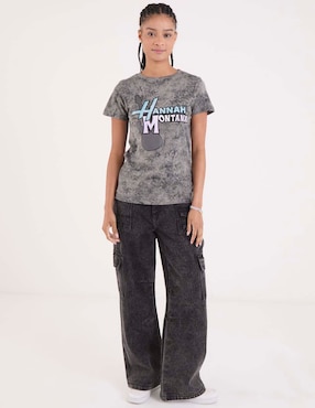 Playera manga corta Tee Bar Hannah Montana cuello redondo para mujer