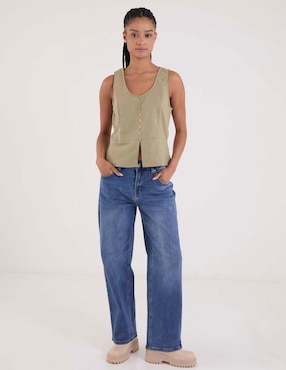 Jeans relaxed wide leg Coffee Bean para mujer