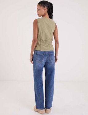 Jeans relaxed wide leg Coffee Bean para mujer