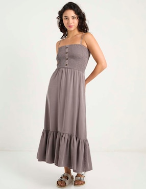 Vestido largo casual Coffee Bean para mujer