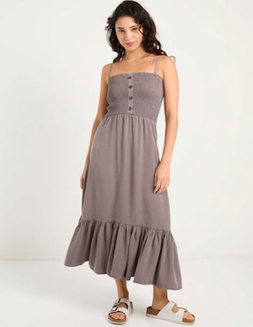 Vestido largo casual Coffee Bean para mujer
