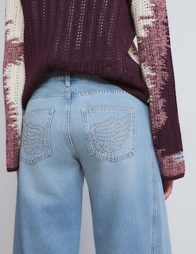 Jeans coulotte wide leg Brownie para mujer