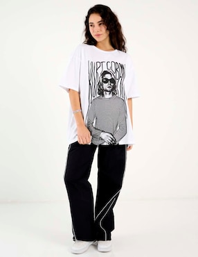 Playera manga corta Kurt Cobain cuello redondo para mujer