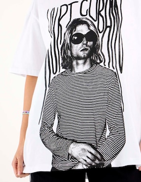 Playera manga corta Kurt Cobain cuello redondo para mujer