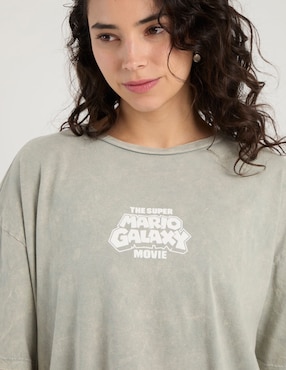 Playera manga corta Super Mario Galaxy Movie cuello redondo para mujer