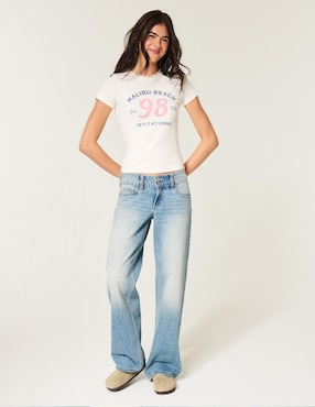 Playera manga corta Hollister cuello redondo para mujer