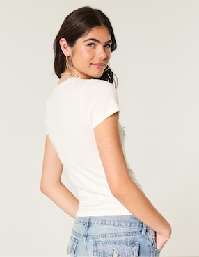 Playera manga corta Hollister cuello redondo para mujer