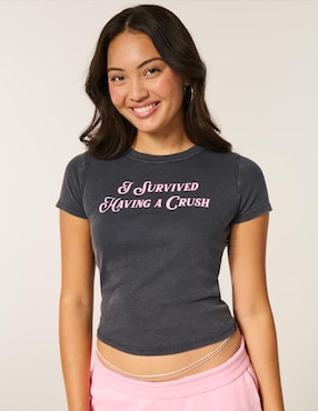 Playera manga corta Hollister cuello redondo para mujer