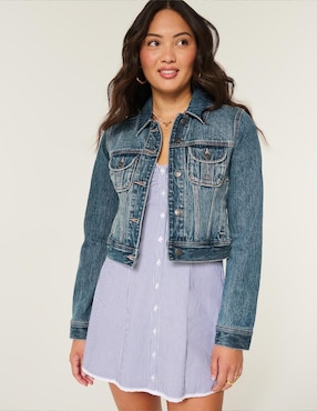 Chamarra denim Hollister para mujer