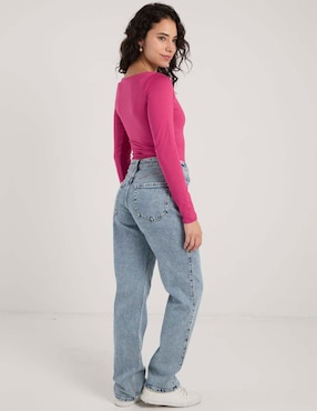 Jeans straight cintura media Hollister para mujer