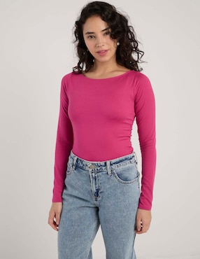 Playera manga larga Hollister cuello ojal para mujer