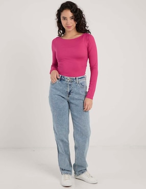 Playera manga larga Hollister cuello ojal para mujer