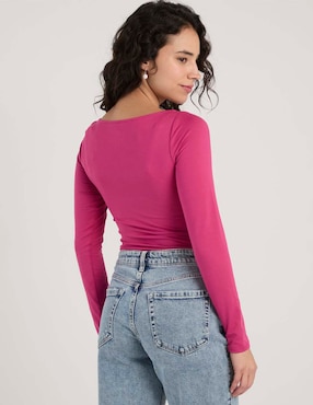 Playera manga larga Hollister cuello ojal para mujer
