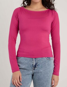 Playera manga larga Hollister cuello ojal para mujer