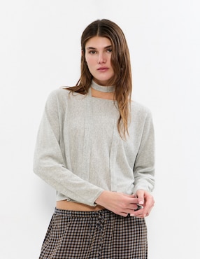 Suéter Brownie cuello asimétrico para mujer