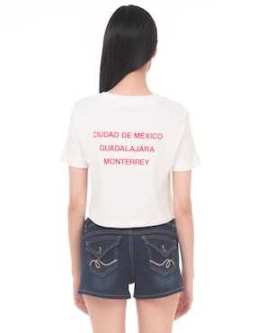 Playera manga corta sarah bustani cuello redondo para mujer