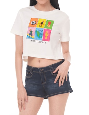 Playera manga corta sarah bustani cuello redondo para mujer