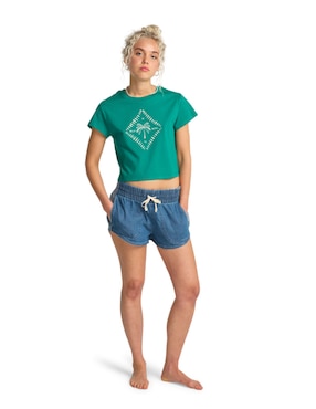 Playera manga corta Billabong Check Me In cuello redondo para mujer