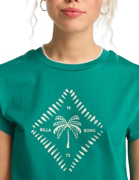 Playera manga corta Billabong Check Me In cuello redondo para mujer