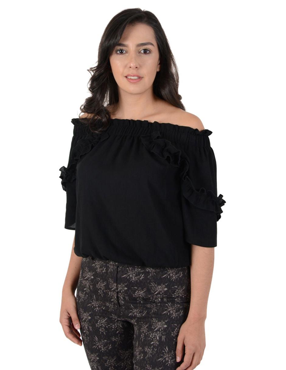 blusas con olanes en el cuello