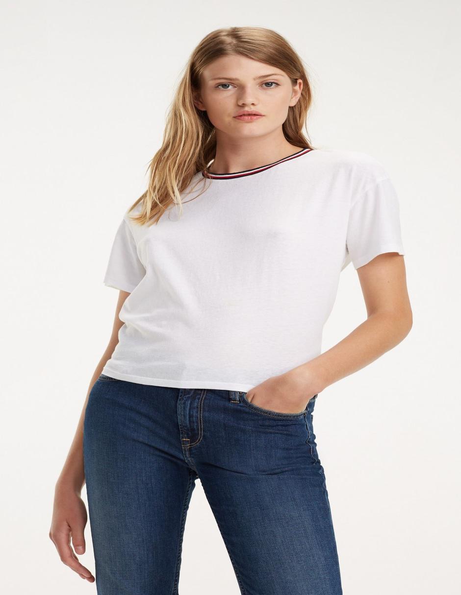 Playera Tommy Jeans blanca cuello redondo en Liverpool