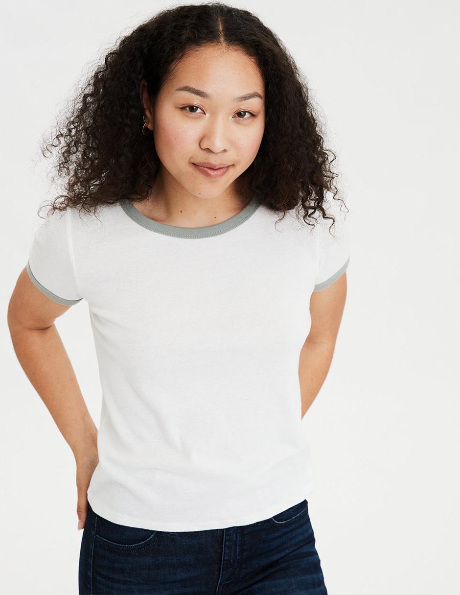 playera blanca cuello redondo