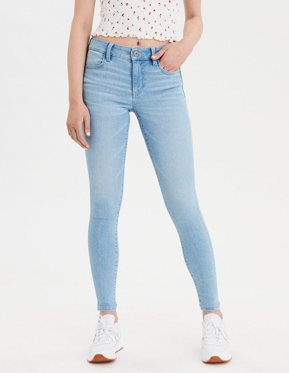 Aprovechar Patatas aire Jeans skinny American Eagle lavado claro corte cintura para mujer |  Liverpool.com.mx