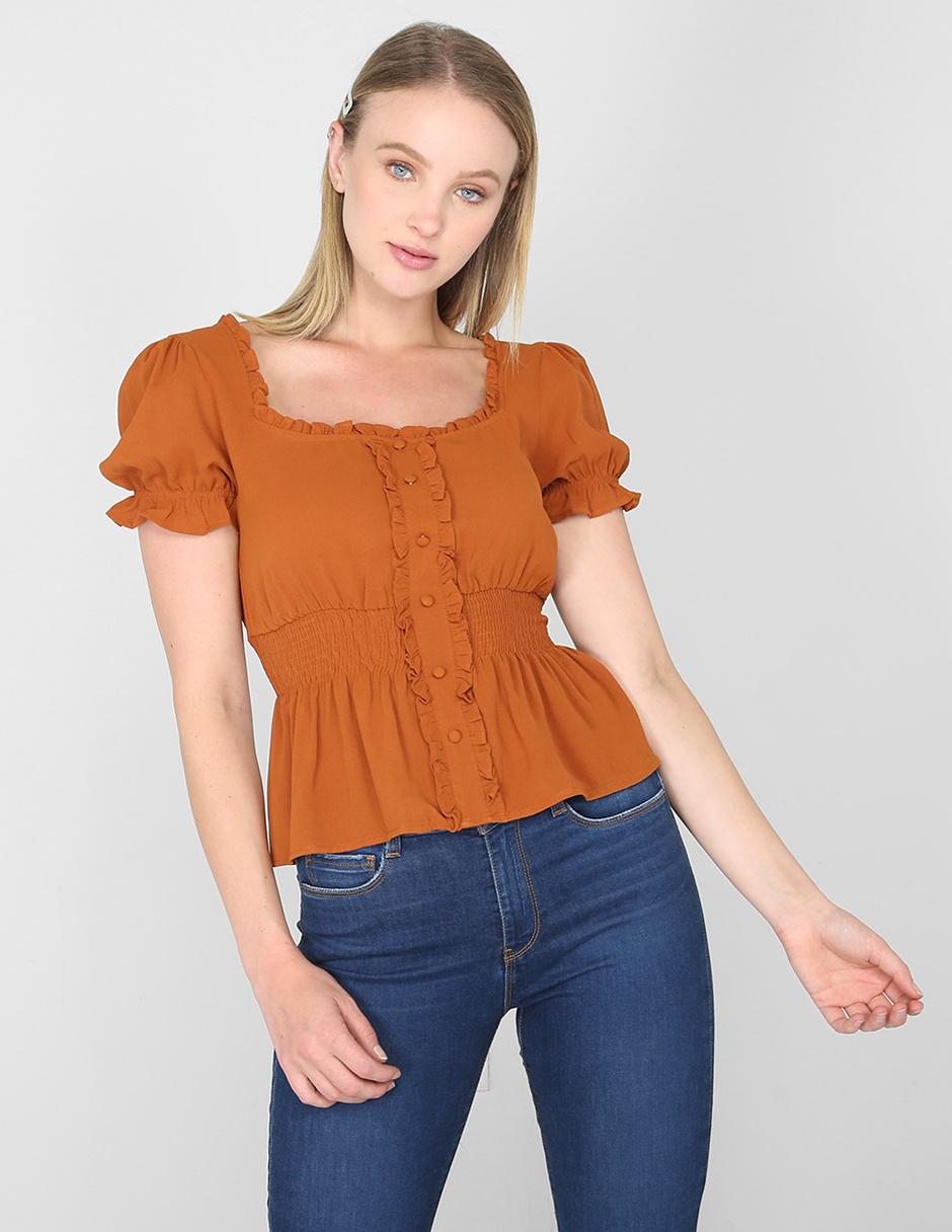 Blusa Coffee Bean con olanes 